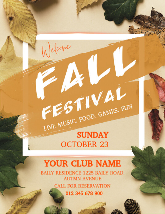 Copy of Orange Floral Fall Festival Party Flyer Flyer (us Letter ...