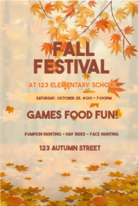 Orange Floral Fall Festival Video For School And Community Events” Poster Plakat template
