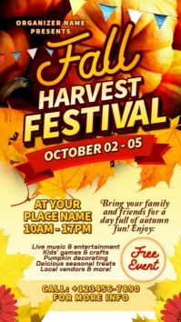 Orange Floral Fall Harvest Festival Instagram Story template