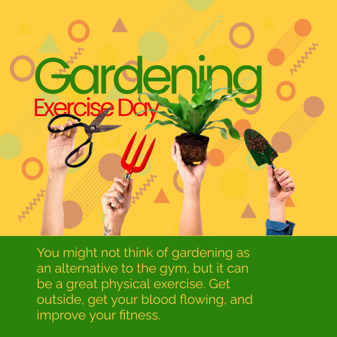 Orange Floral Gardening Exercise Day Instagr Template | PosterMyWall