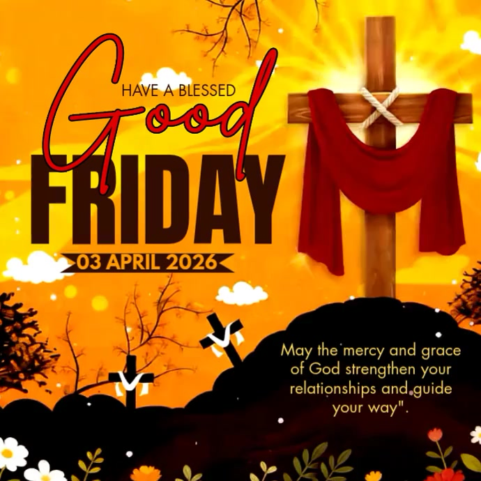 Orange Floral Good Friday Instagram Post Video Template | PosterMyWall