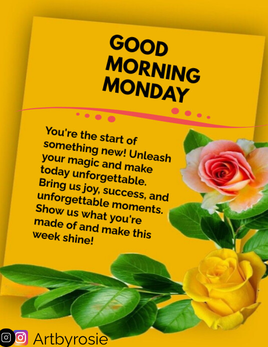 Orange Floral Good Morning Monday  Flyer (us template
