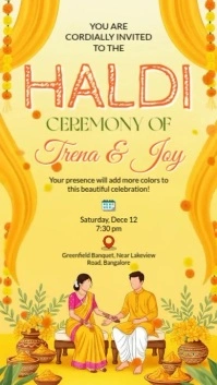 Orange Floral Haldi Ceremony Instagram Story template