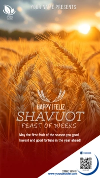 Orange Floral Happy Shavuot  Instagram Story template