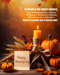 Orange Floral Happy Thanksgiving Celebration  Instagram Portrait template