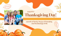 Orange Floral Happy Thanksgiving Day Card Tag template