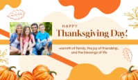 Orange Floral Happy Thanksgiving Day Card Tag template