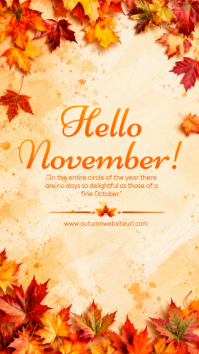 Yellow Hello November Autumn Greeting Instagram-Story Template