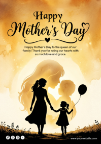 Orange Floral Mother's Day A4 template