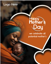 Orange Floral Mother's Day Celebration Instagram Portrait template