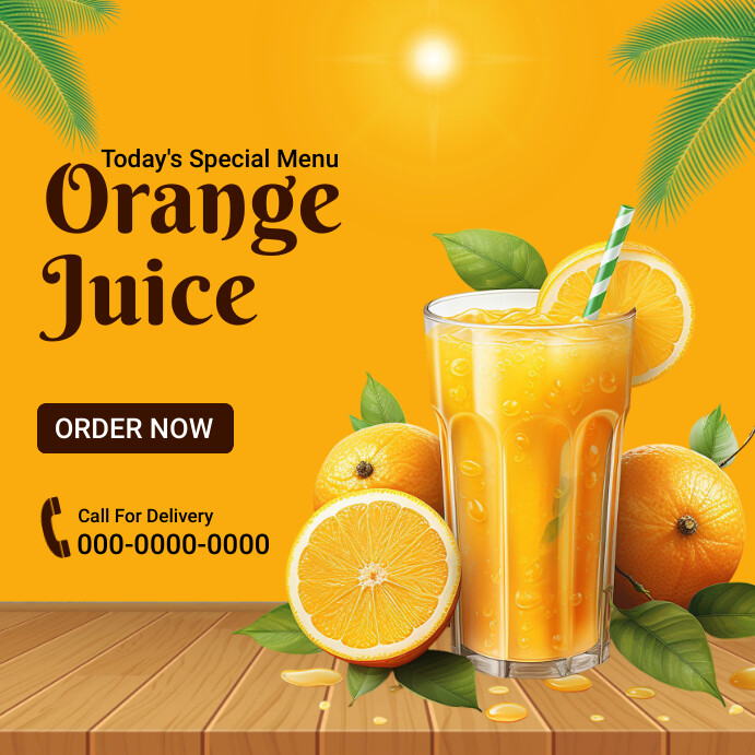 Orange Floral Orange Juice Instagram Post Template PosterMyWall