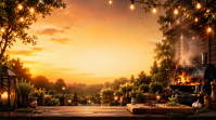 Orange Floral Outdoor Barbecue Event Digital Display 数字显示屏 (16:9) template