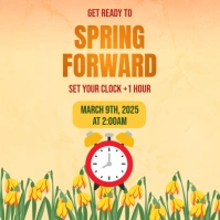 Orange Floral Spring Forward Persegi (1:1) template