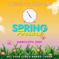 Orange Floral Spring Forward Pos Instagram template