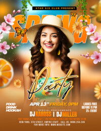 Orange Floral Spring Party Flyer (us Letter) Pamflet (VSA Brief) template