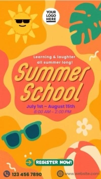 Orange Floral Summer camp School Camp for Kids Instagram Reel template