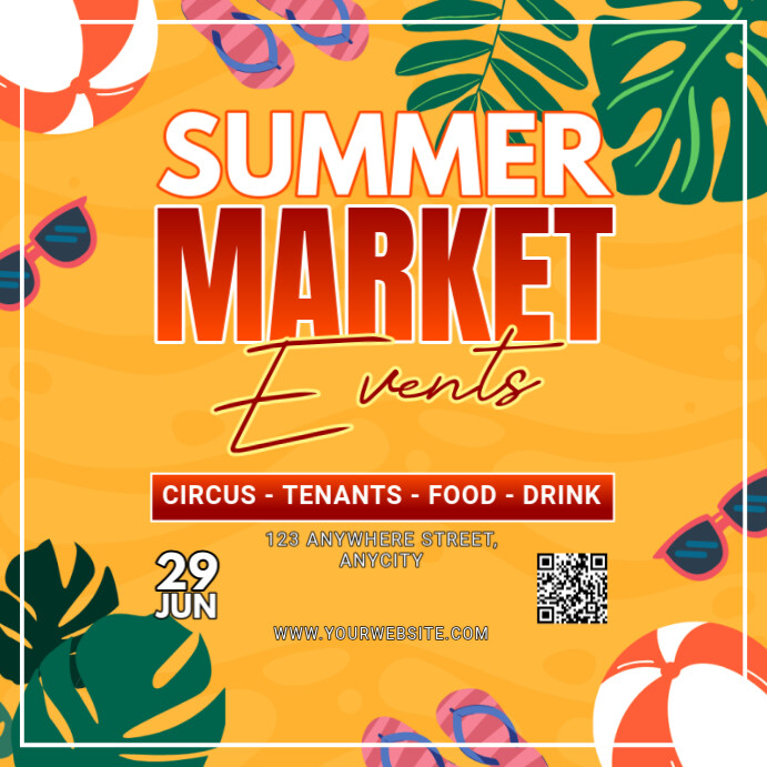 Copy of Orange Floral Summer Market Pos Instagram | PosterMyWall
