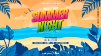 Orange Floral Summer Night Party Pos Twitter template