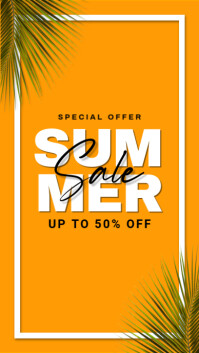 Orange Floral Summer Sale  Instagram Story template