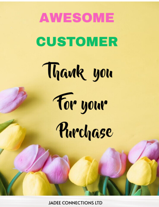 Orange Floral Thank You For Your Purchase Flyer (us Letter) Template ...