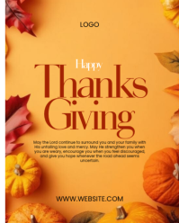 Orange Thanksgiving Greeting Instagram Portrait Template