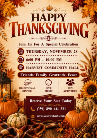 Orange Thanksgiving Celebration A4 Template