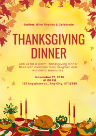 Orange Thanksgiving Dinner A4 Template