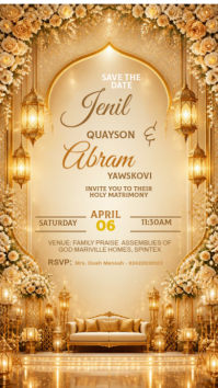 Orange Floral Wedding Invitation Instagram Story template