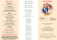 Orange Floral Wedding Program A4 template