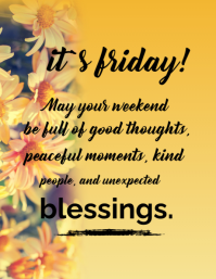 Orange Floral Weekend Blessings Flyer template