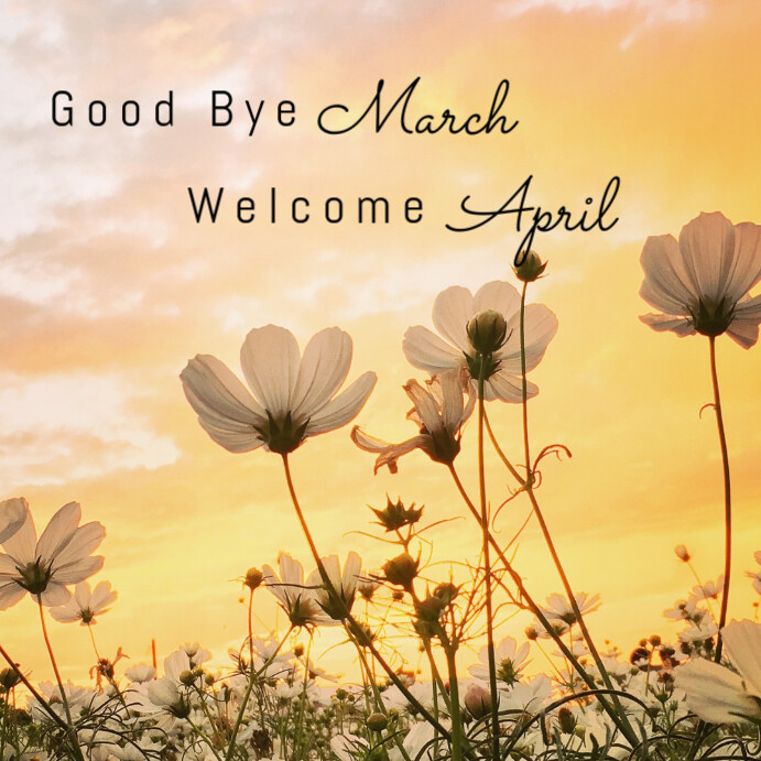 Orange Floral Welcome April Instagram Post Template | PosterMyWall