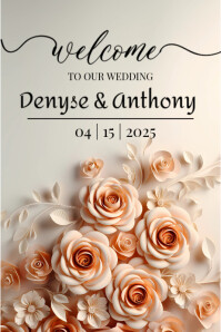 Orange Floral Welcome To Wedding Poster template