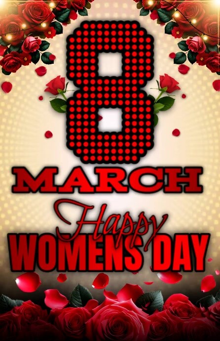 Orange Floral Women's Day Half Page Wide Meia página larga template