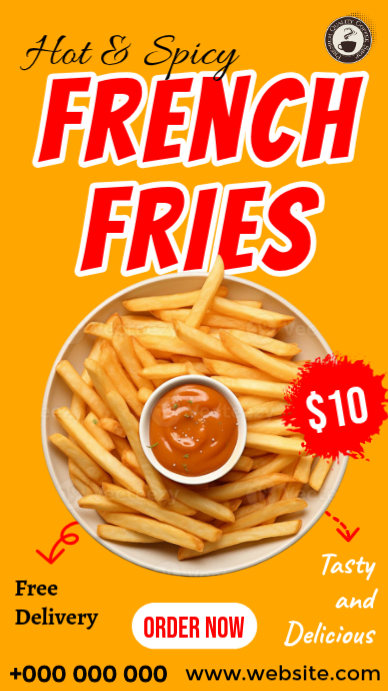 Orange French Fries Promotion Digital Display Template | PosterMyWall