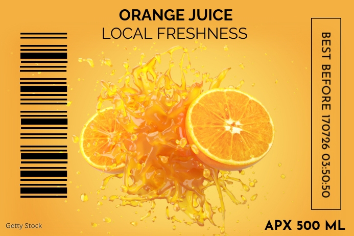 Orange fruit Juice label template | PosterMyWall