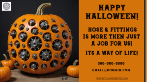 Orange Funny Happy Halloween Hose & Fittings Company Advertisement Wpis na Twittera template