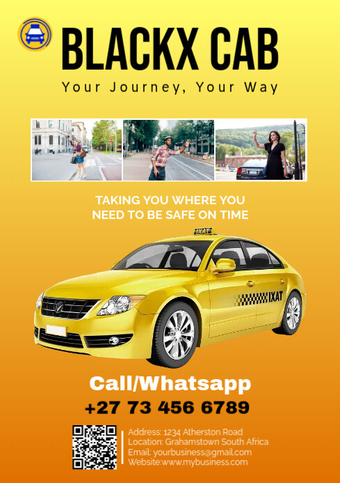 Orange Futuristic Cab Flyer A3 template