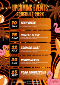 Orange Futuristic Futuristic Culinary Event Schedule A6 template