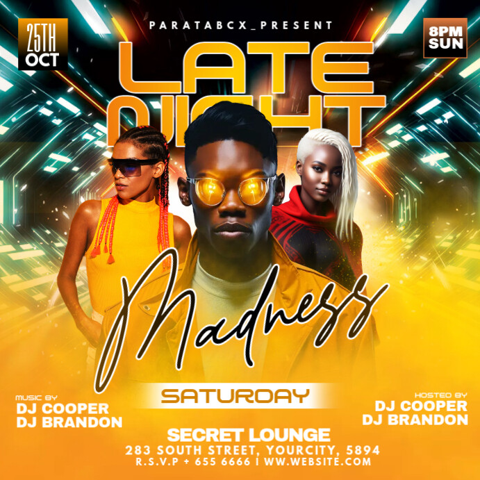 Copy of Orange Futuristic Late Night Madness Party Invitation Instagram ...