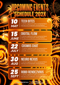 Orange Futuristic Tech Events A4 template