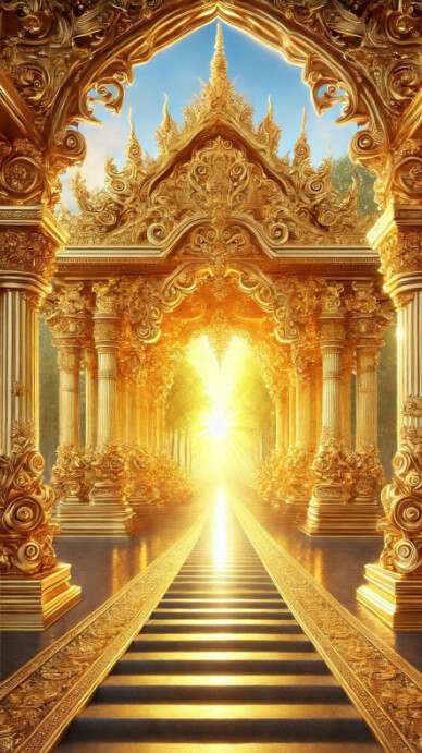 Orange Futuristic Temple  Digital Display (9:16) template