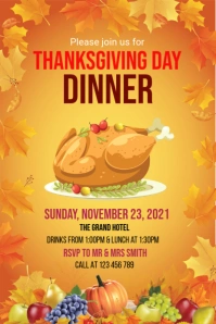 Orange Futuristic Thanks Giving Dinner Pinterest Graphic template
