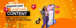 Orange Geometric Boost Your Content  Facebook Cover Photo template