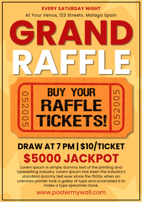 Ticket Raffle Invitations Copy of Orange Geometric Raffle Ticket Contest Invitation A4 | PosterMyWall