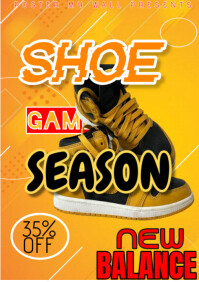 Orange Geometric Shoe Sales Poster A5 template