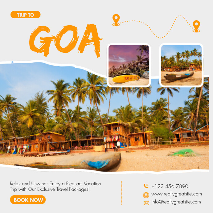 Goa Flyer Orange Goa Travel Promo Instagram Post Template | PosterMyWall