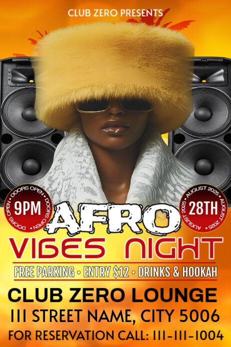 Orange Gradient Afro Vibes Night Party Poster Template | PosterMyWall