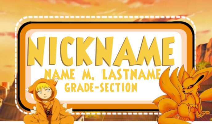 Orange Gradient Naruto Name  Tag template