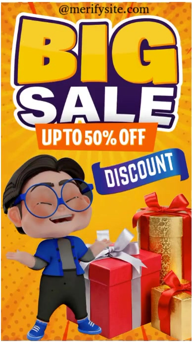 Orange Gradient Orange, Yellow, White And Black Modern Animated Big Sale Discount Design  Instagram template