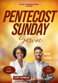 Orange Gradient Pentecost Sunday Service A3 template
